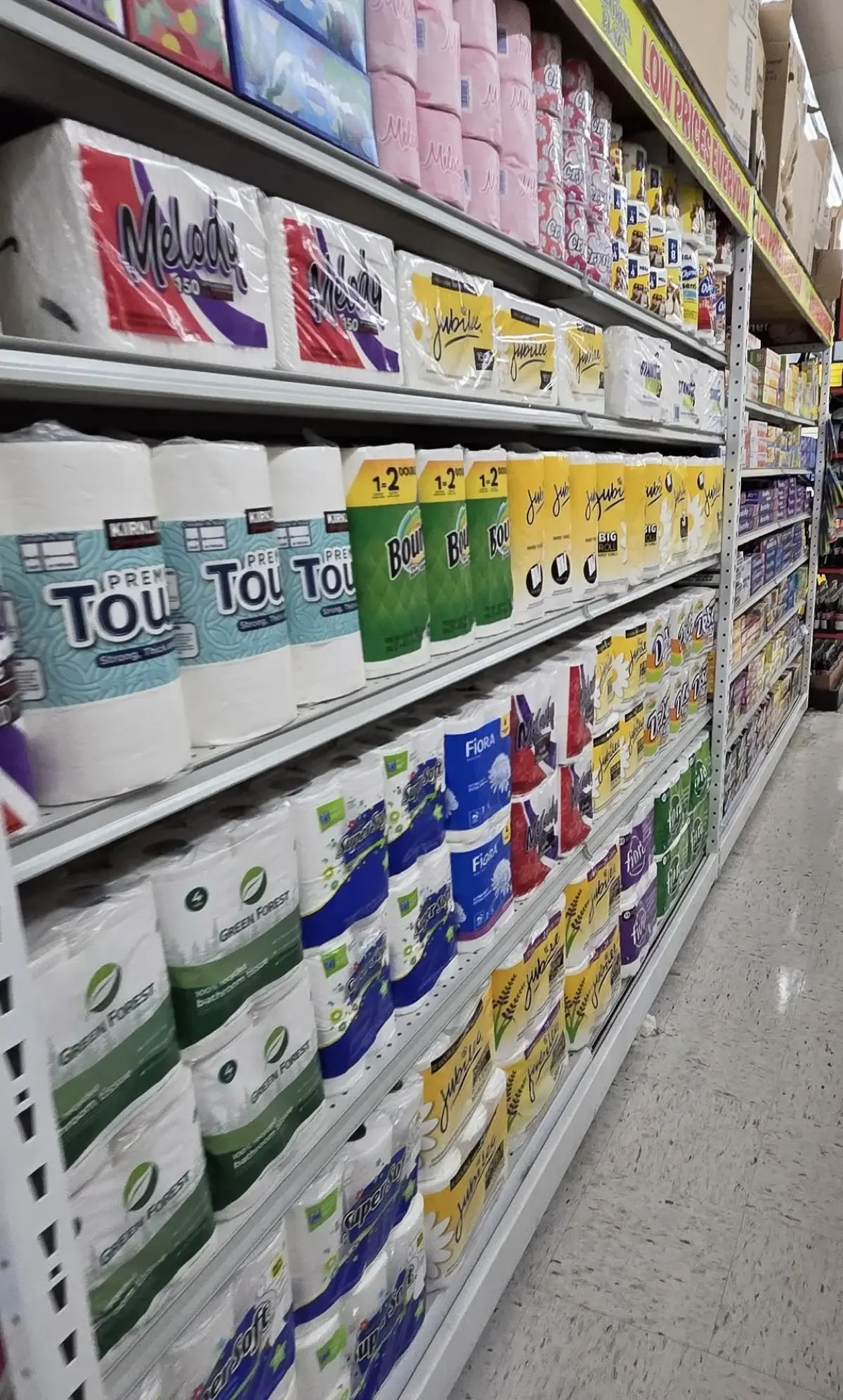 Organized household supplies aisle