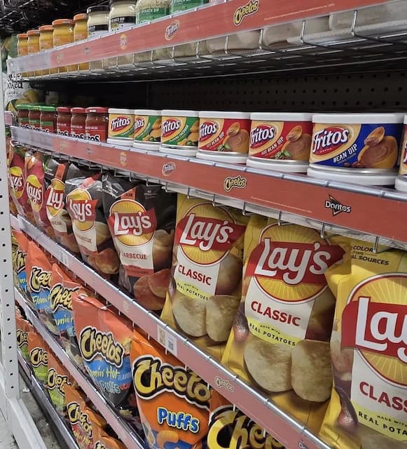 Variety of chips and sweet treats