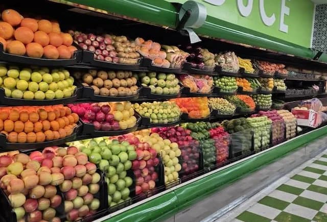 Colorful display of seasonal fruits